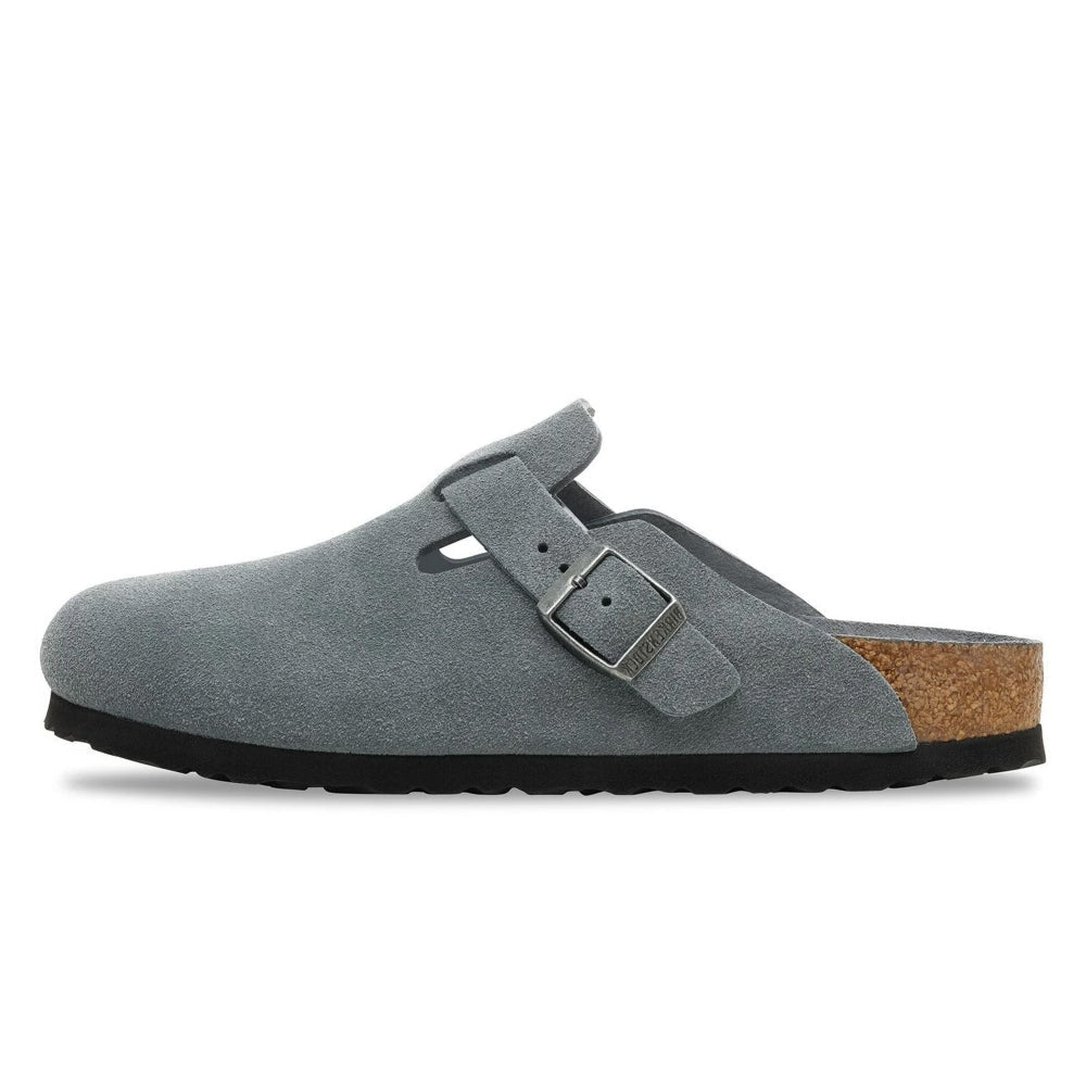 Birkenstock Boston Soft Footbed Suede Leather Basalt Gray Tonal