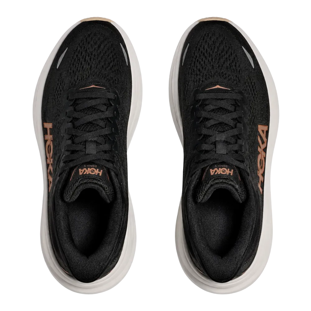 HOKA Bondi 9 Black Rose Gold Sneaker