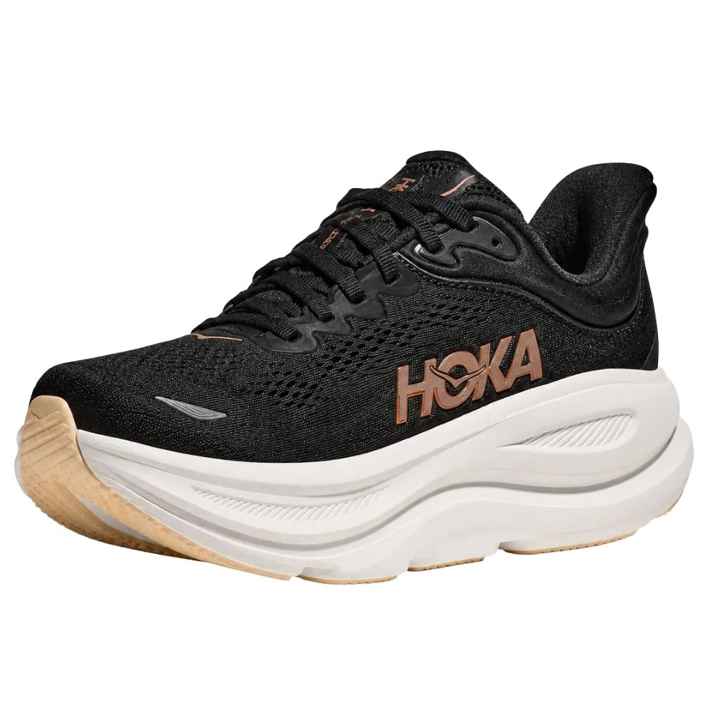 HOKA Bondi 9 Black Rose Gold Sneaker